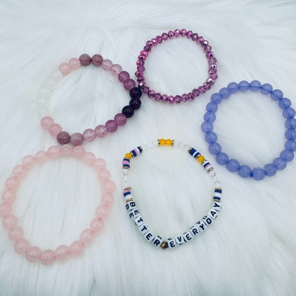 Better Everyday Beaded Bracelet Set - Pink and Purple - Picture 4 of 6